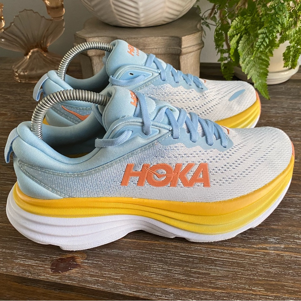 HOKA Women's Blue and Yellow Running Shoes